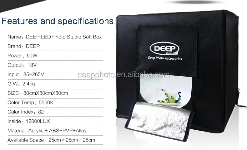 80cm*80cm LED video light box Studio Video Lighting boxfor Photography with dimmer switch