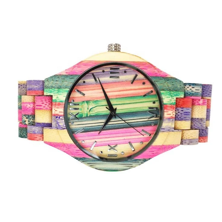 

Bamboo watches engraved men leather and wooden band quartz multi colors decoration wristwatch man
