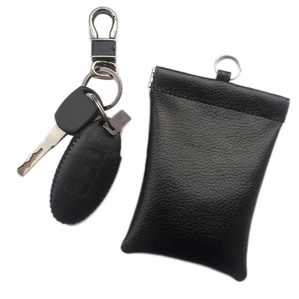 

Genuine Leather Car Key Signal Blocker Case Secure Signal Blocker Pouch Bag RFID Blocking Credit Card Antitheft Lock Pouches