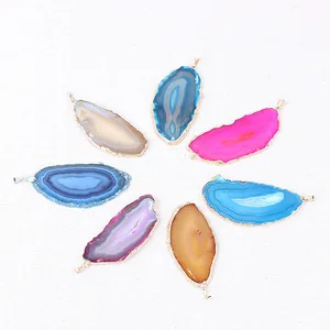 wholesale natural modern wedding supplies large agate slices stone pendant