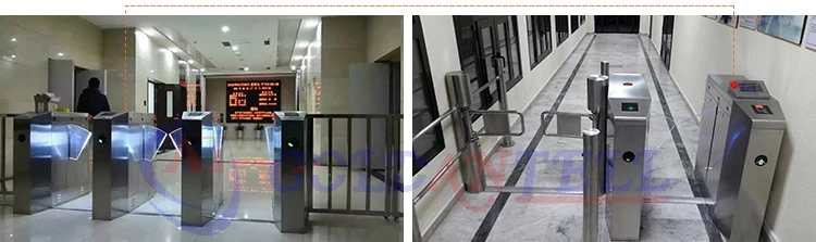 304 Stainless Steel Flap Turnstile with Brushed Motor and LED Light Color Optional for Attendance Record