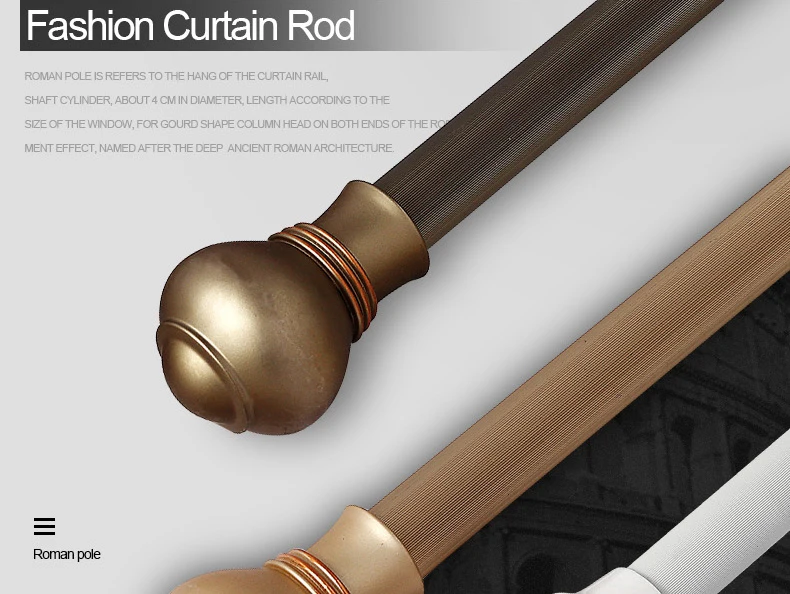 28mm Wall & Ceiling Mount Aluminum Curtain Rod Silence Sliding Curtain Pole with accessories