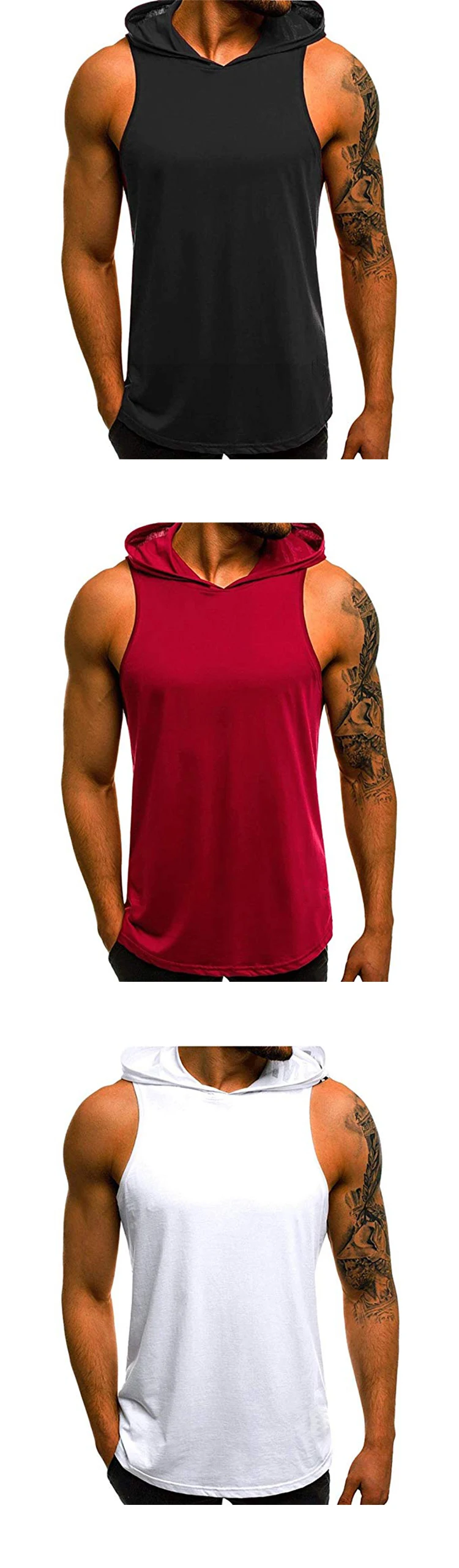 Breathable Fabric Mens Hooded Tank Top Good Quality Hoodie Tank Top ...
