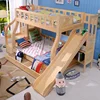 Home furniture loft solid wood frame children cartoon bunk bed with slide