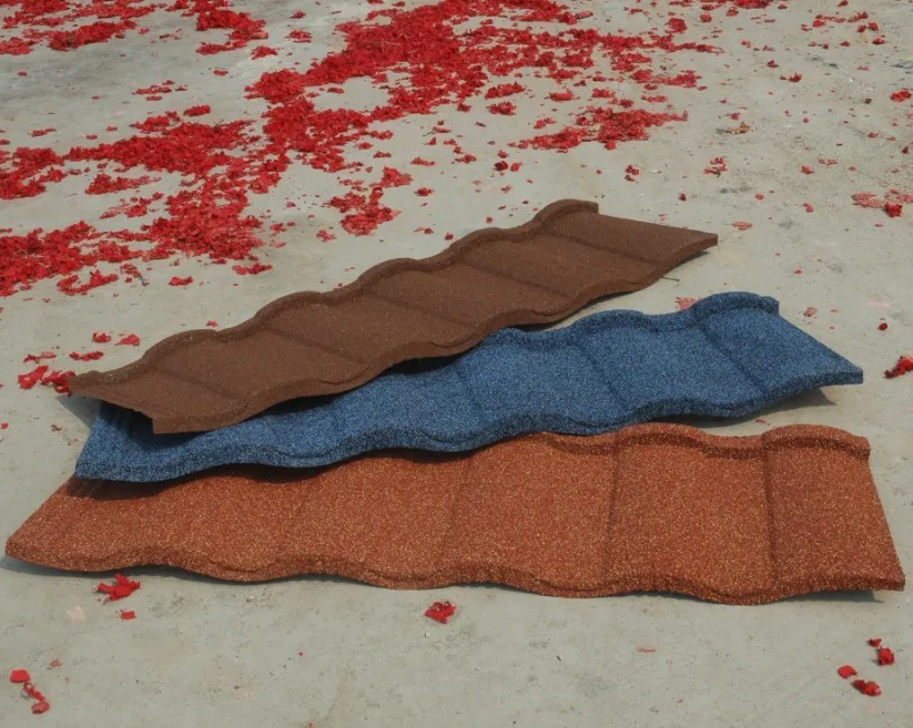 
Types of roof covering sheets House Shingle Colored Stone Coated Roof Tile 