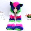 China Wholesale Custom Earflap Winter Faux Fur Mixed colour Plush Animal Hat