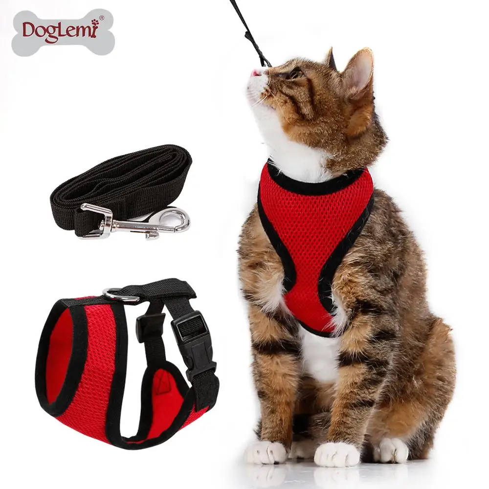 

Pet Leash Outdoor Traveling Mesh Walking Cat Harness With Leash, Colors