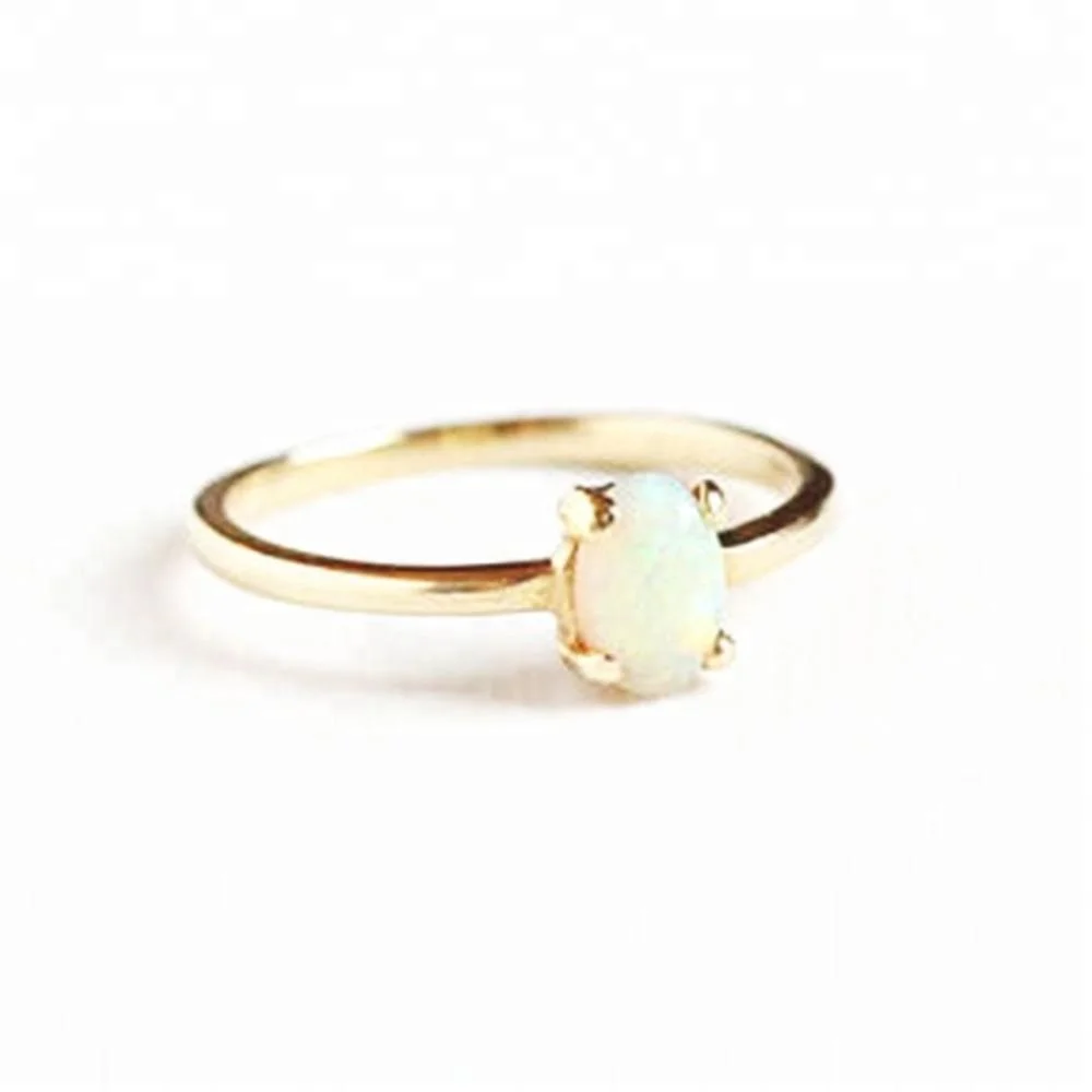 

925 Sterling Silver Sample jewelry Oval Cut Opal tiny Ring Gold Plated Sterling Silver Dainty Rings