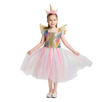 

Unicorn Girls Dress Children Cosplay Outfits Hand Made Birthday Party Summer Fancy Prom Clothes Rainbow Princess Dress For Kids