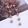 Wholesale Cheap High Quality Simple Design Long Metal 14k Gold Ball Chain Beaded Drop Dangle Earrings for Women and Ladies