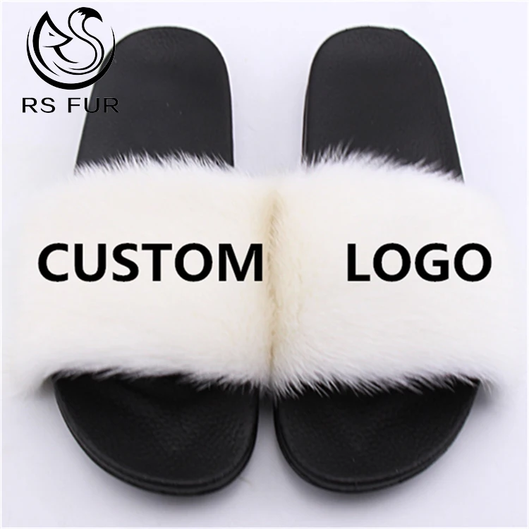 

Wholesale Indoor Women Real Raccoon Mink Fur Slides Sandals Slippers with Custom, Pink,yellow,white,black,green,or custom