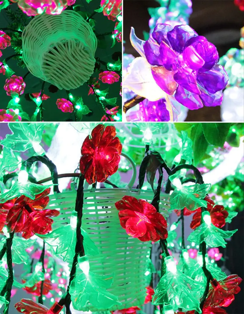 Xmas string of flowers artificial decorative lights