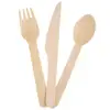 Individual Elegant Wood Disposable Spoon Knife Fork Cutlery Set for Food