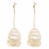 10pcs Wooden Cute Easter Wood Ornaments Bunny Bunnies Egg Eggs with Holes Happy Easter Hanging Decorations Diy Favors