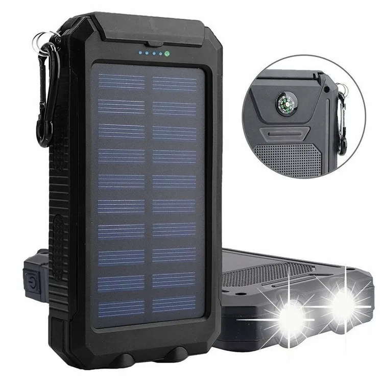 

MIQ external battery charger waterproof solar panel power bank 10000mah, Black+orange and so on