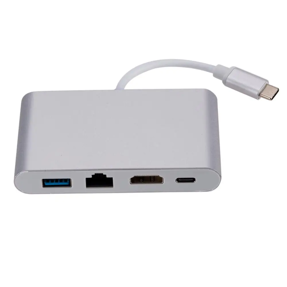 Portable 4 In1 usb c to hdmi  RJ45 Hub PD Charger Converter for  Network  usb c to hdmi adapter for Macbook