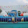 Professional mobile swim pool steel frame swimming pool with inflatable pool slide