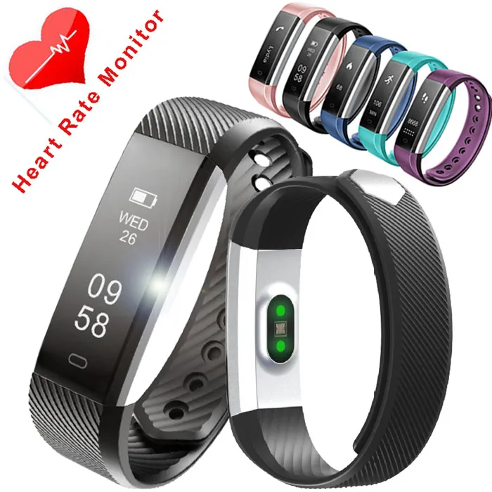 

ID115 HR Wrist Band Pedometer Pulsometer Heart Rate Monitor Sleep Tracker Step Counter Smart Wristband
