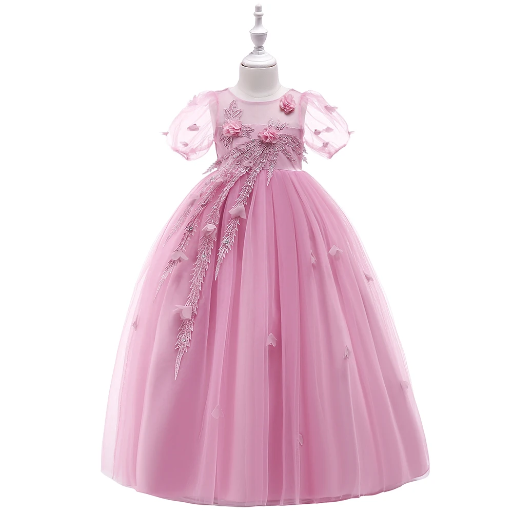 Mqatz Kids Frock Designs Embroidery Baby Long Dress Girls Party Girl Dress for Wedding Party LP-217