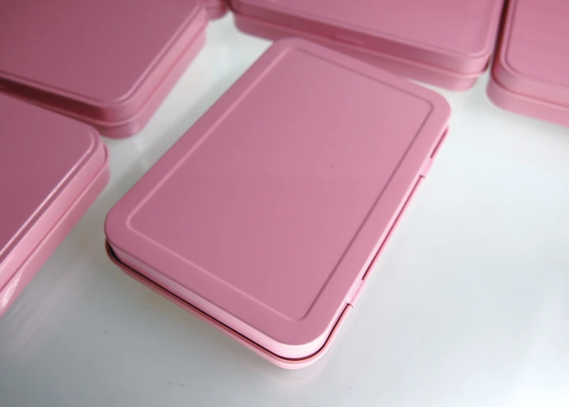 
pink metal case cosmetic packing box promotional gift tin box water color box eye shadow metal case 