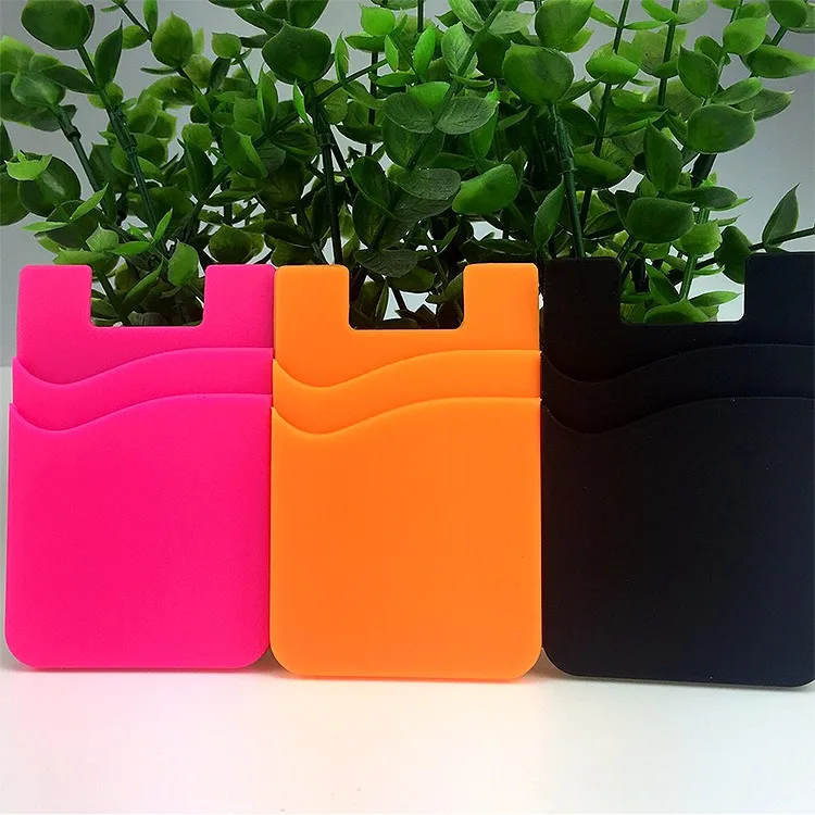 New Arrival 3m Adhesive Silicone Mobile Phone Card Holder With Double