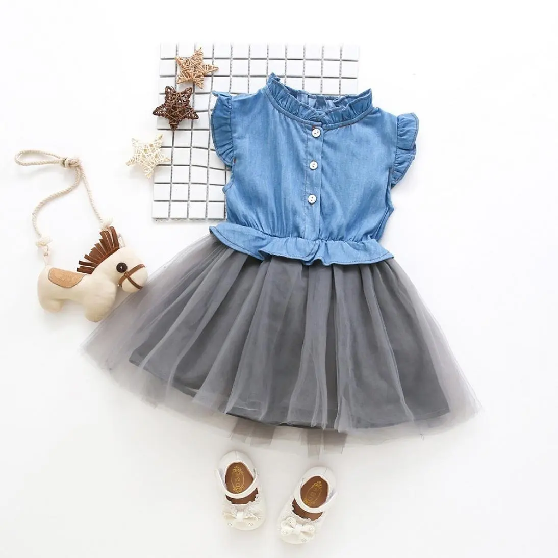 baby girl denim dress with tutu