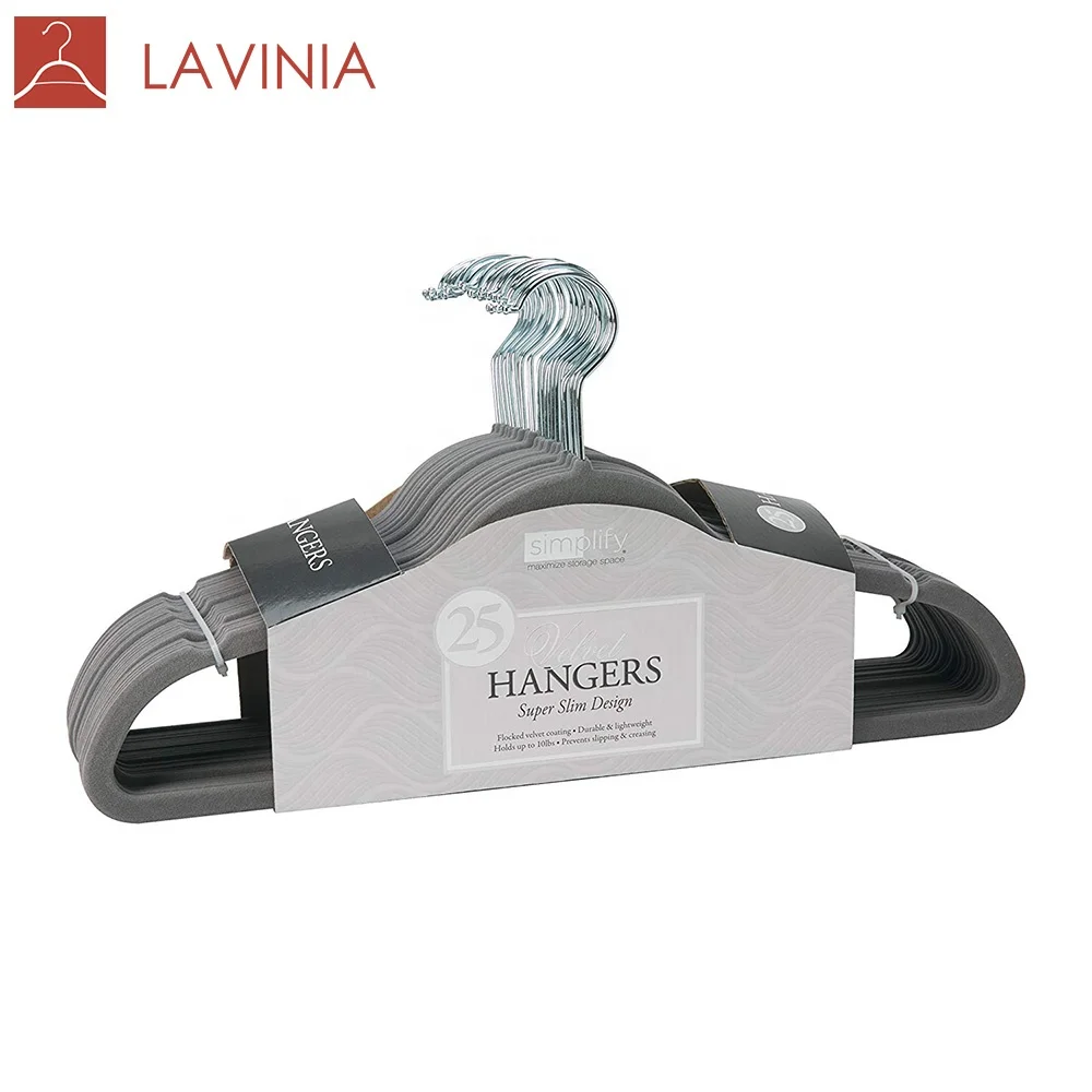 

Rose Gold Hook Flocked Hangers Velvet CARDBOARD HANGER, Black