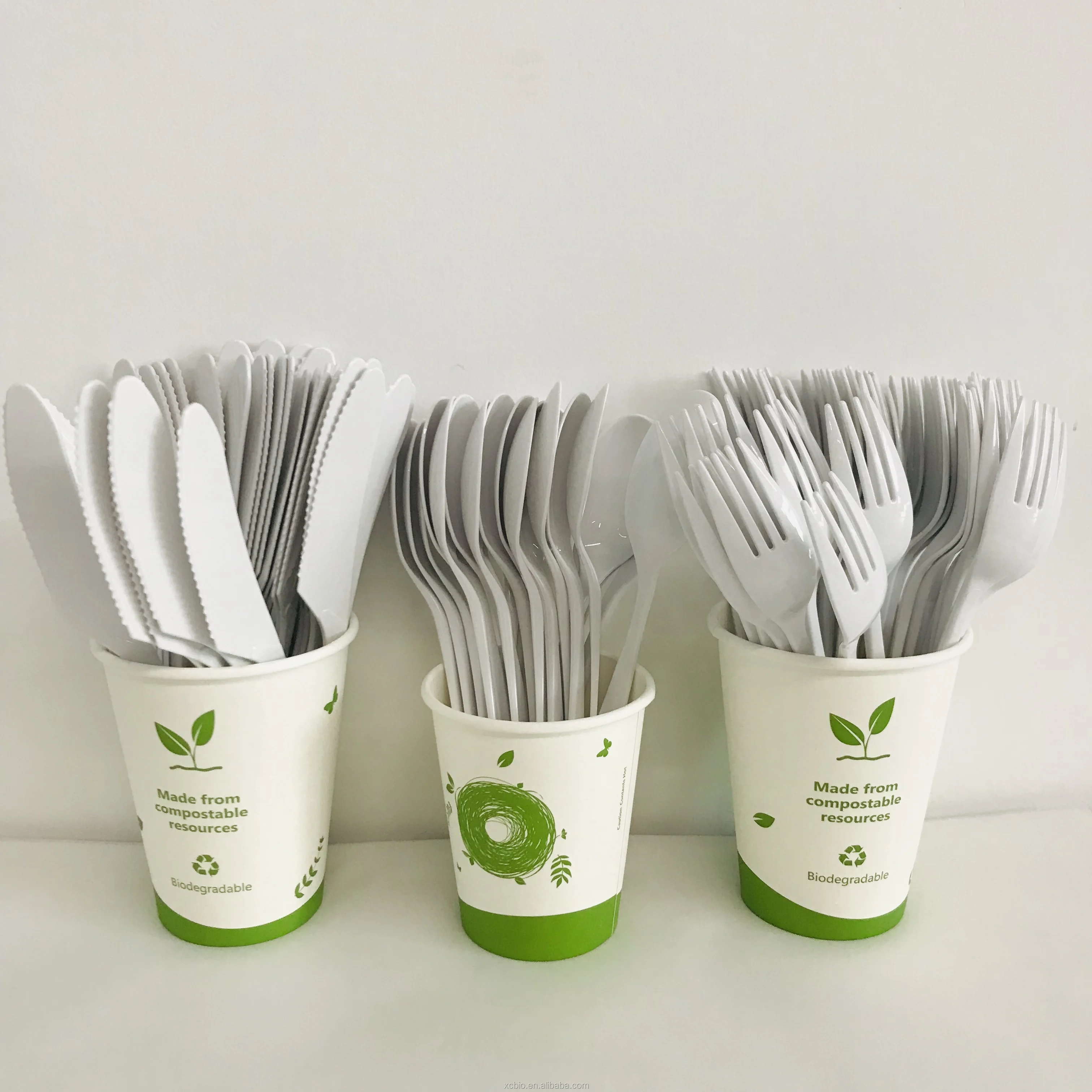 100% PLA biodegradable and compostable tableware,knives,spoons and forks