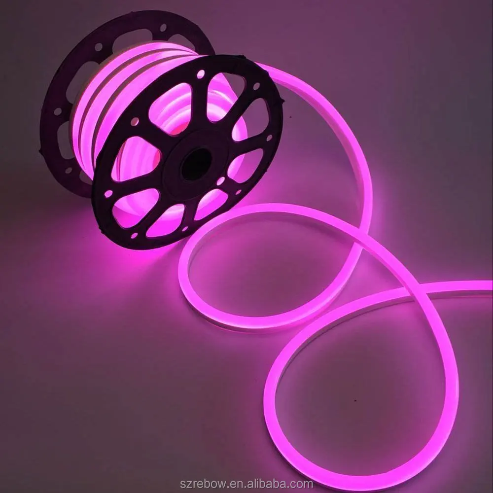50meter roll Pink Flexible Water Resistant Soft Single Side LED Neon Rope Light Strip Bar