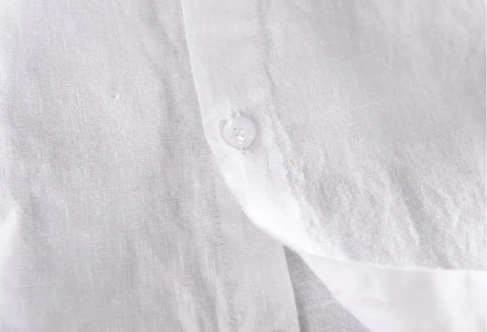 Men's Short Sleeve Mandarin Collar Solid Color Linen Cotton Shirt