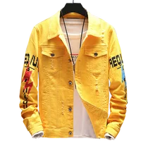 

9107 Yellow Jean Jacket,Fashionable Jean Jacket,Custom Print Denim Jacket