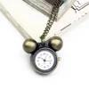 Bronze cartoon mouse pocket watch ladies quartz fashion mice shape pocket watch buckle wholesale