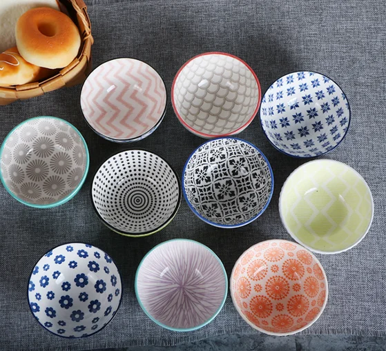 4.5inch Japanese Style Hand Painted Ceramic Rice Bowls. Buy Cermaic