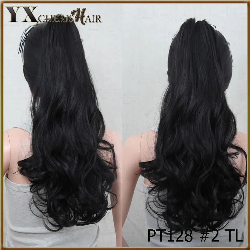 

Alibaba Synthetic Women Claw on Ponytail Clip in Pony Tail Hair Extensions Curly Style Hairpiece Black Brown Blonde