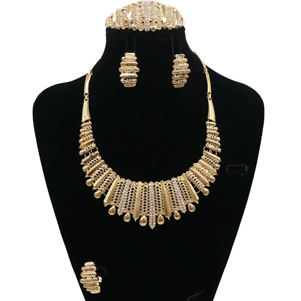 

Wholesale Nigerian Wedding Brand Jewelry Set Fashion African Beads Jewelry Set Dubai Gold Jewelry Women Design JH25Y179-185, Picture