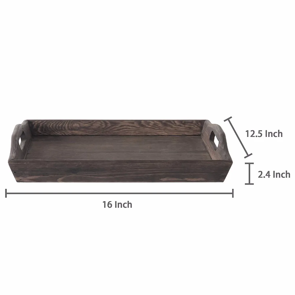 Wholesale Distressed Wood Serving Tray Rustic Coffee Brown Breakfast