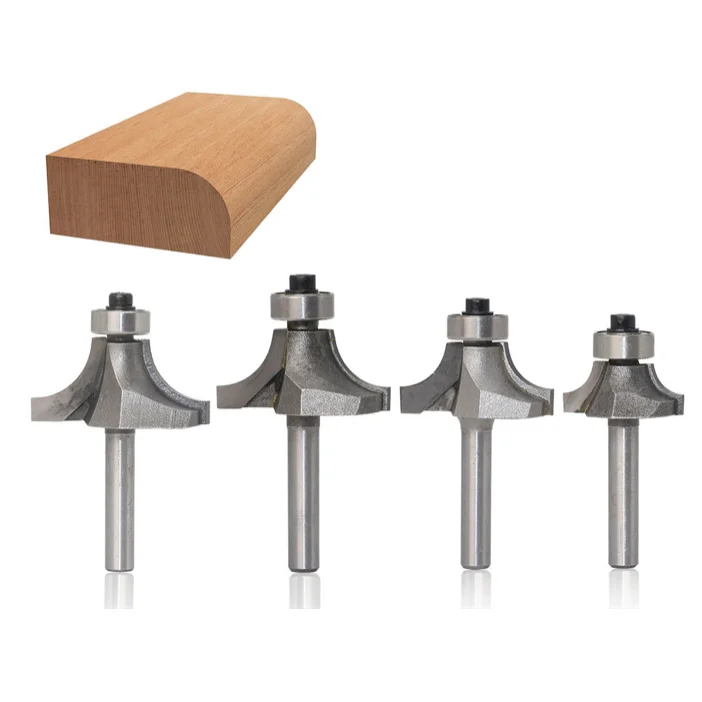 L-n001 4pc 1/4 Inch Shank Round-over Router Bits Set Face Mill With ...