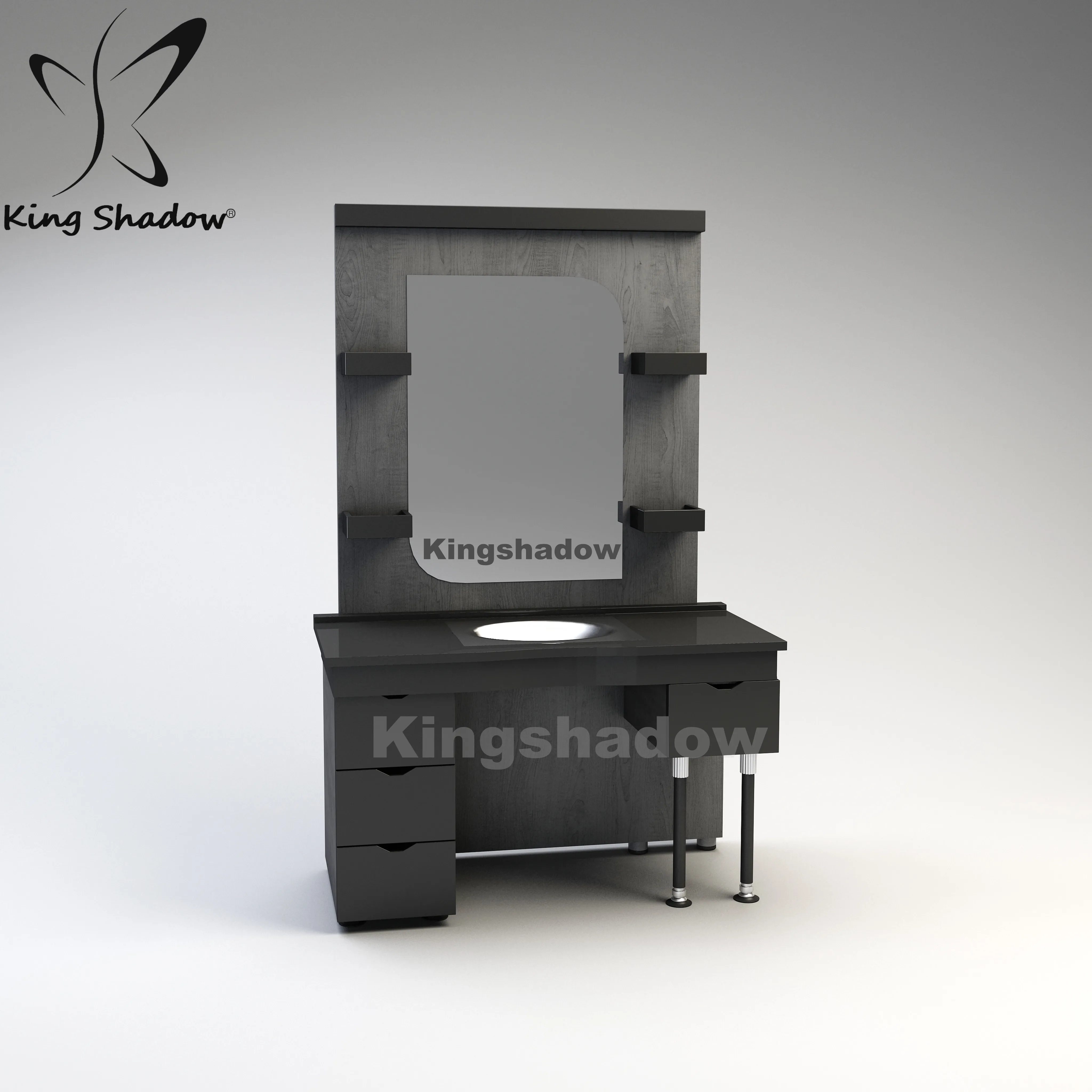 

kingshadow Newest barber shop mirror station with tv,salon mirror station for sale, Optional