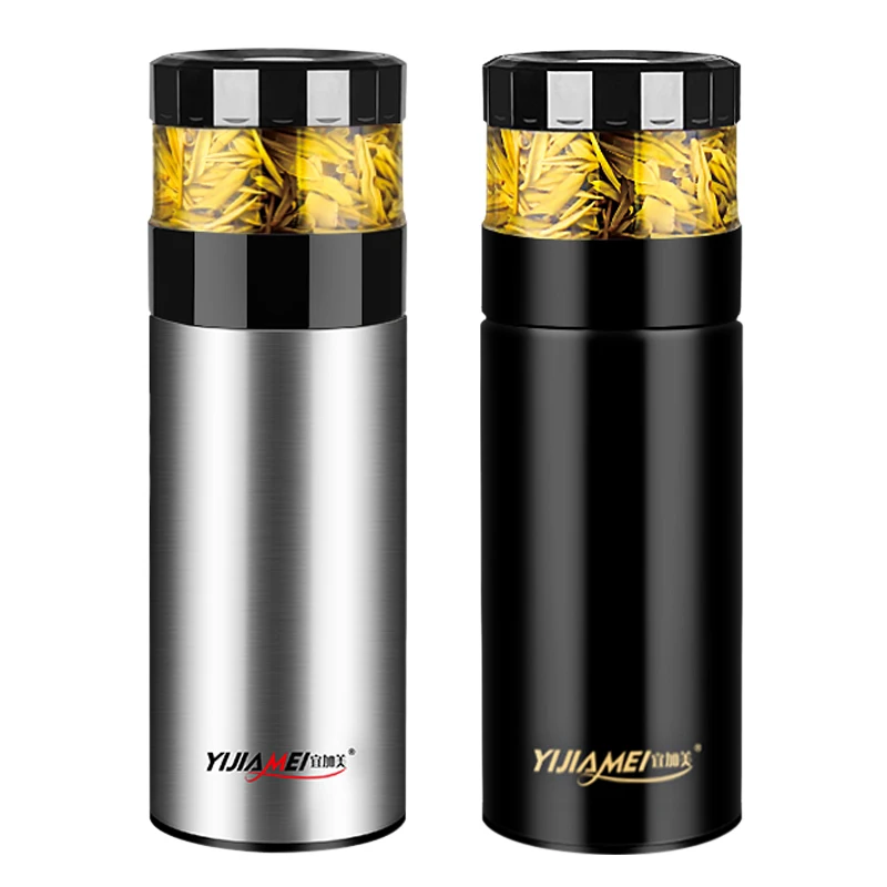 

350ml High Grade Creative Portable Business Straight Shape Double Wall Tea Separating stainless steel vacuum flasks, N/a