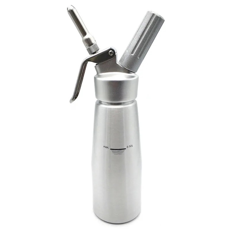 
500ml professional aluminium whipped cream maker with stainless steel nozzles 