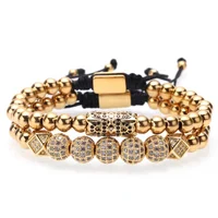 

2019 Mcllroy bracelet men luxury gold Titanium steel beads inlaid zircon crown bracelets woven bracelet