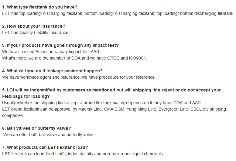 QingDao LET bulk flexitank/flexibag container for palm oil packaging