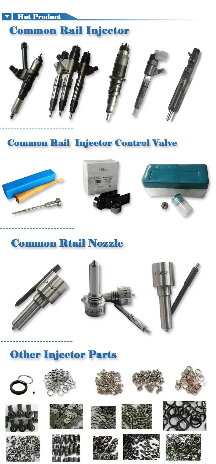 ERIKC 7135-651 big repair kit , 7135 651(7135651) cr injector valve 9308-621c and C.Rail Injector nozzle L121PBD