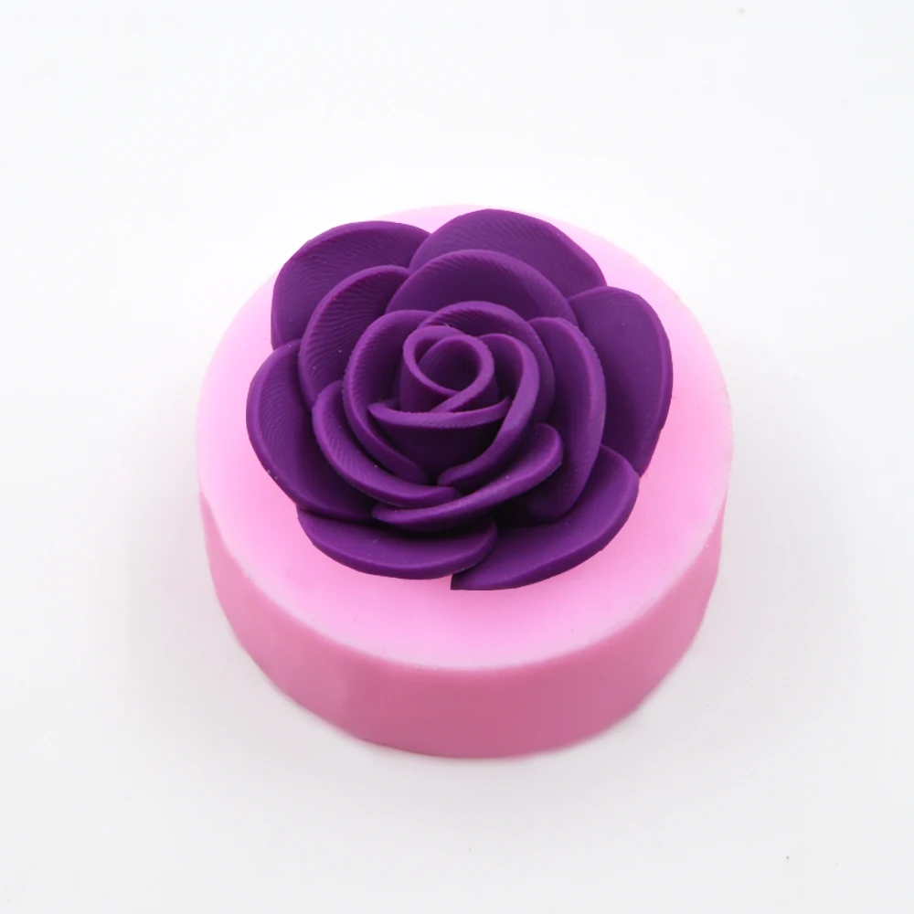 

3D Flower Shape Silicone Handmade Soap Mould Cake Border Decoration Silicone Mold DIY Chocolate Candy Tool, Pink