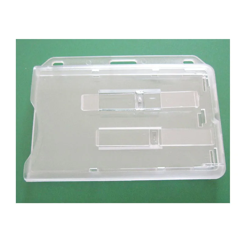 

Slider Frosted Polycarbonate Access Card Holder,Frosted Horizontal Rigid 2-Card Dispenser with Clear Extractor Slides, Clear and any custom color