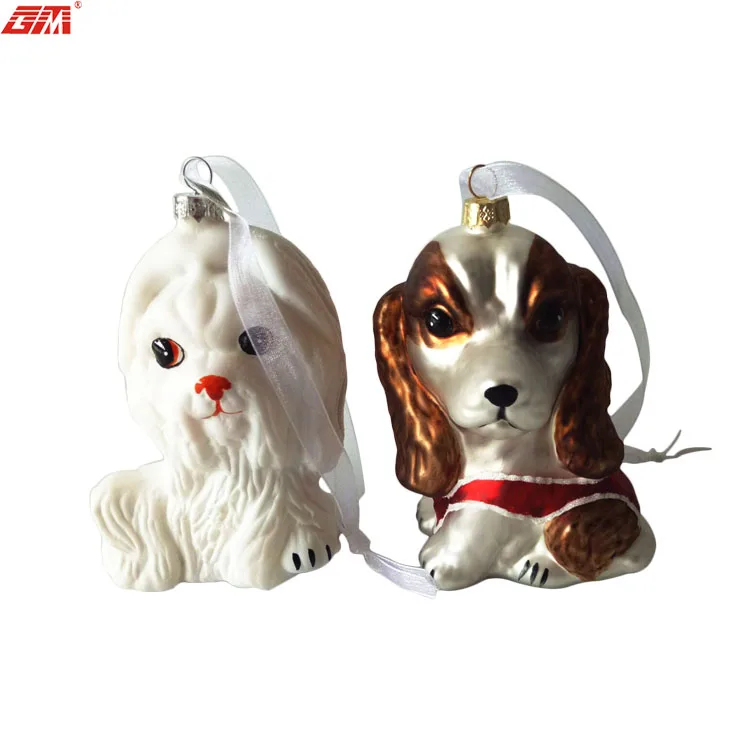 blown glass dog christmas ornaments