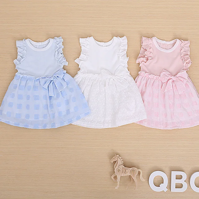 

100% cotton wholesale summer casual cute newborn baby girls dress with ruffle
