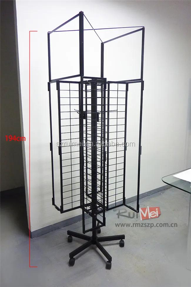Rotating 3 Way Metal Wire Gridwall Mesh Grid Panel Display Rack With