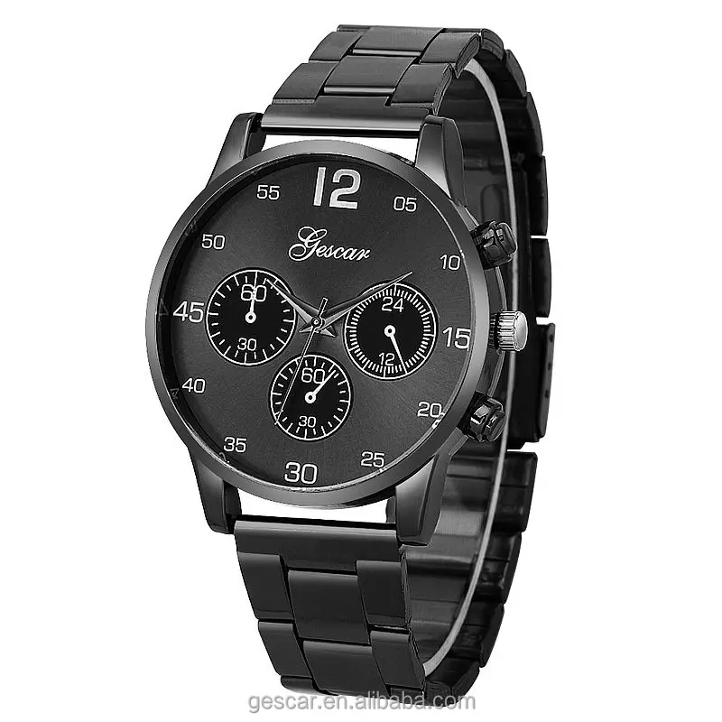 

gescar-8534 top brand hot sale black belt alloy wrist watch, Photo color
