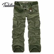 Men Outdoor Workout Style Multi Pocket Cargo Pants Combat Casual Cotton Loose Sport Long Straight Trousers Plus Size Slim Fit